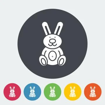 Rabbit toy flat icon Stock Illustration