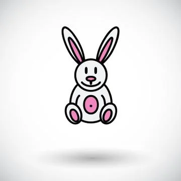 Rabbit toy flat icon Stock Illustration