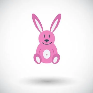 Rabbit toy flat icon Stock Illustration