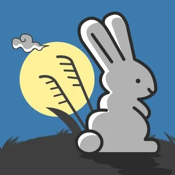 Rabbit under the moonlight. Stock Illustration