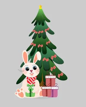 Rabbit under the tree Stock Illustration