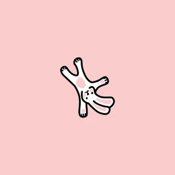 Rabbit upside down. funny bunny. hand drawn elements Stock Illustration