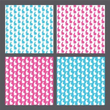 Rabbit vector art background design for fabric and decor. Seamless pattern Stock Illustration