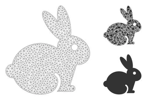 Rabbit Vector Mesh Network Model and Triangle Mosaic Icon Stock Illustration