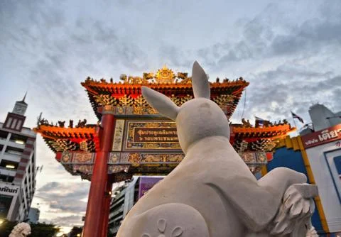 Rabbit view on temple Stock Photos