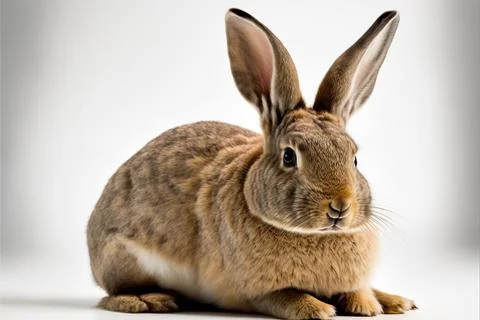 Rabbit on white background, full body with free space, Made by AI,Artificia.. Stock Illustration