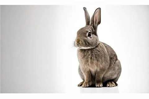 Rabbit on white background, full body with free space, Made by AI,Artificia.. Stock Illustration