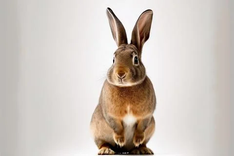 Rabbit on white background, full body with free space, Made by AI,Artificia.. Stock Illustration