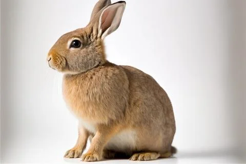 Rabbit on white background, full body with free space, Made by AI,Artificia.. Stock Illustration