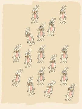 A rabbit,pattern of paper or fabric with repeating pattern Stock Illustration