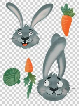 Rabbits and vegetables set 2 Stock Illustration