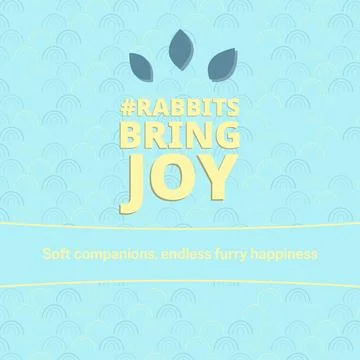 RABBITS BRING JOY typography with sea harbor light palette and depth shadow typo Stock Illustration