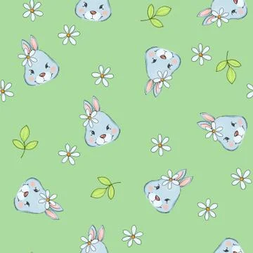Rabbits. Colorful seamless pattern Stock Illustration