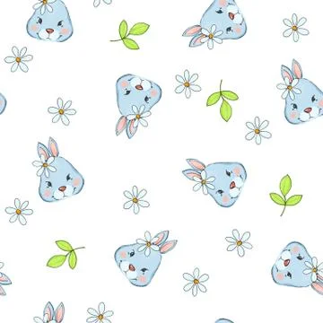 Rabbits. Colorful seamless pattern Stock Illustration