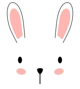 Rabbit's face, minimalistic and charming illustration with long ears. Stock Illustration