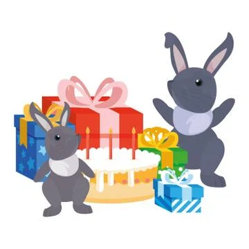 Rabbits gift box happy easter Stock Illustration