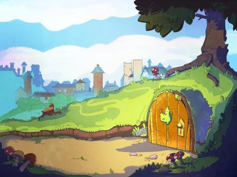 Rabbit's home hole under the tree. Stock Illustration