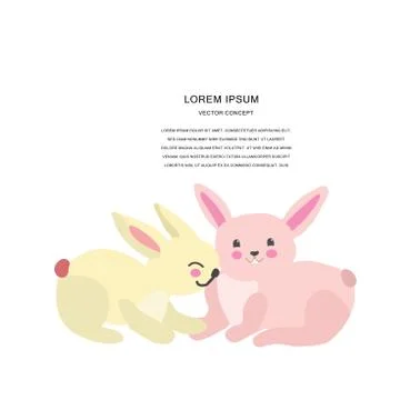 Rabbits hugging Stock Illustration