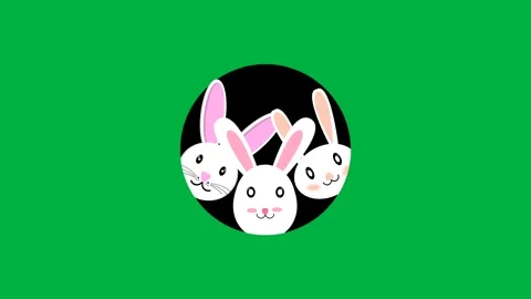 Rabbits looking from hole and blinking eyes animation on green screen Stock Footage 266787988
