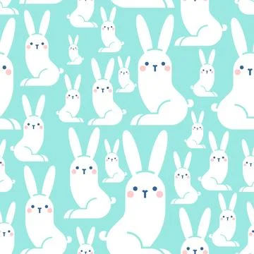Rabbits pattern seamless. Hares background. Baby fabric texture Stock Illustration