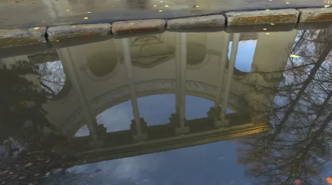 Rabbit's pavilion, reflection in a puddle Stock Footage 67521852