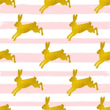 Rabbits on a pink striped background. Stock Illustration