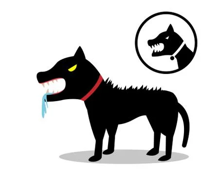Rabid dog in flat style and icon, vector Stock Illustration