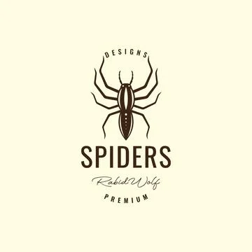 Rabid wolf spider tarantula danger insect animal vintage hipster logo desig.. Stock Illustration