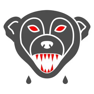 Rabies in a dog solid icon, Diseases of pets concept, angry animal sign on white Stock Illustration