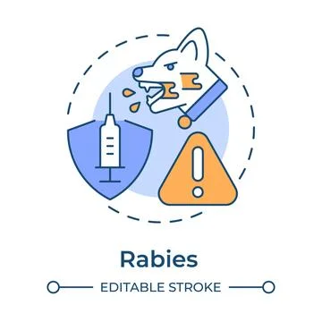 Rabies flat linear concept icon Stock Illustration