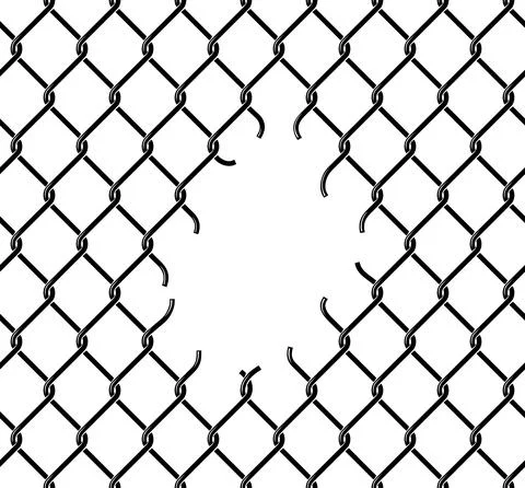 Rabitz chain-link, ripped fence mesh pattern イラスト素材
