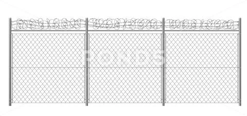 Rabitz fencing with razor wire realistic vector Stock Illustration