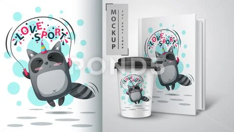 Raccoon jump - mockup for your idea Stock Illustration