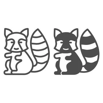 Raccoon line and solid icon, worldwildlife concept, coon vector sign on white Stockillustratie