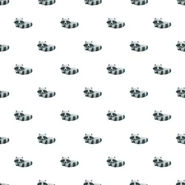 Raccoon seamless pattern sleeping wild animal illustration Stock Illustration