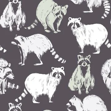 Raccoons. Vector  pattern Stock Illustration