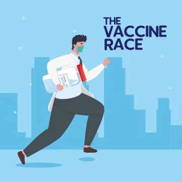 The race between country, for developing coronavirus covid19 vaccine, doctor Stock Illustration