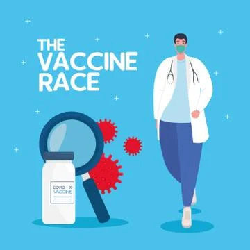 The race between country, for developing coronavirus covid19 vaccine, doctor Stock Illustration
