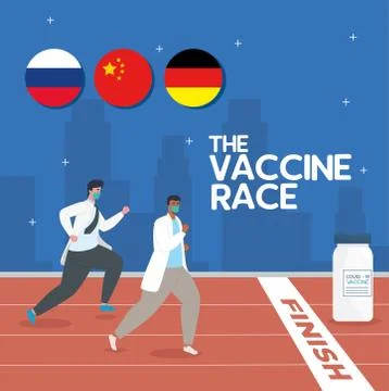The race between country, for developing coronavirus covid 19 vaccine, doctors Stock Illustration