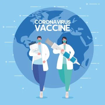 The race between country, for developing coronavirus covid19 vaccine, doctors Stock Illustration