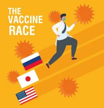 The race between country, for developing coronavirus covid19 vaccine, doctor Stock Illustration