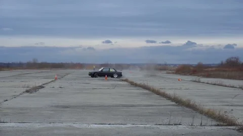 Race Black Modified Car Drifting. Slow motion Stock Footage 127125794