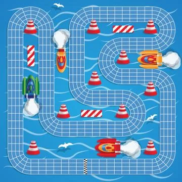 Race on boats. Stock Illustration