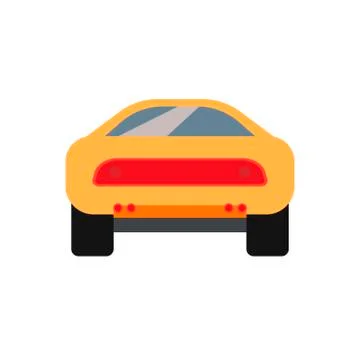 Race car back view yellow vector icon. Modern transportation design automotiv Stock Illustration
