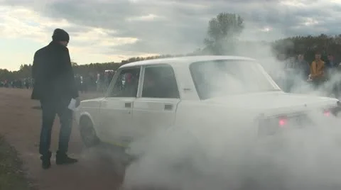 Race Car Burnout Stock Footage 17990077