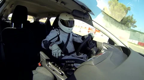 Race car driver driving - inside car Stock Footage 41361707