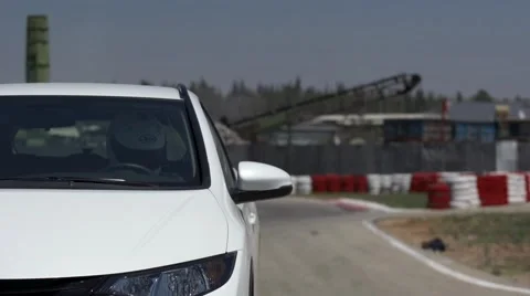 Race car driver gets out of the car Stock Footage 41265978