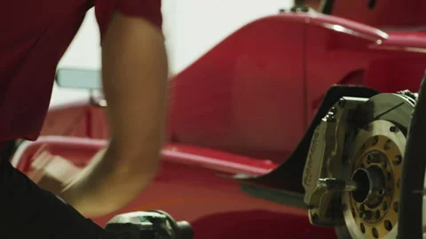 Race car in the pit stop and tyre changing Stock-Footage 264414635
