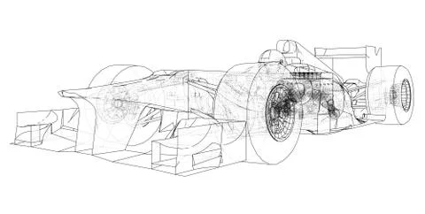 Race car. Wire-frame. EPS10 format. Vector created of 3d. Stock Illustration