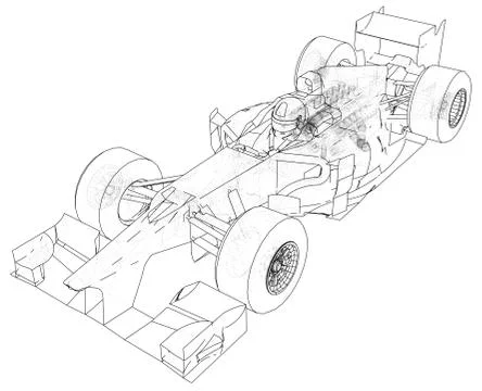 Race car. Wire-frame. EPS10 format. Vector created of 3d. Illustrazione stock